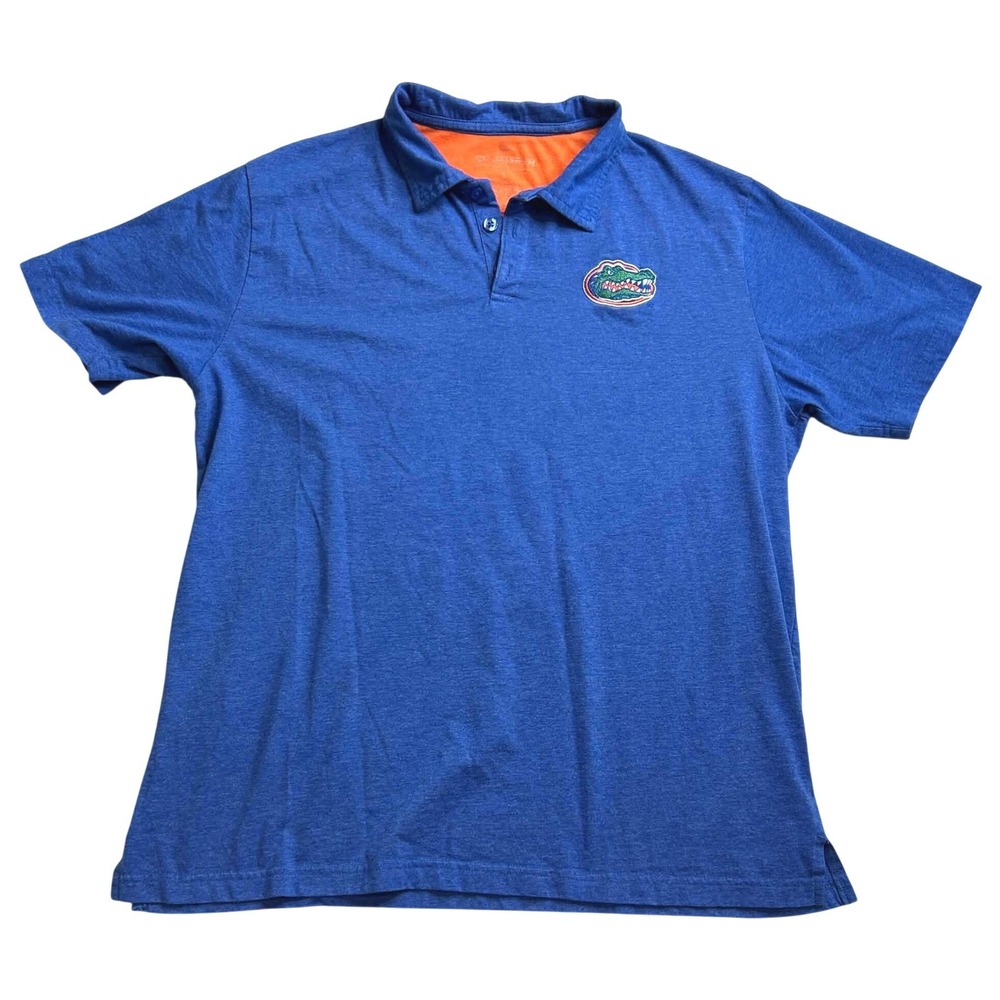 Colosseum Florida Gators Mens Large Blue Orange Heather Polo Shirt NCAA Football